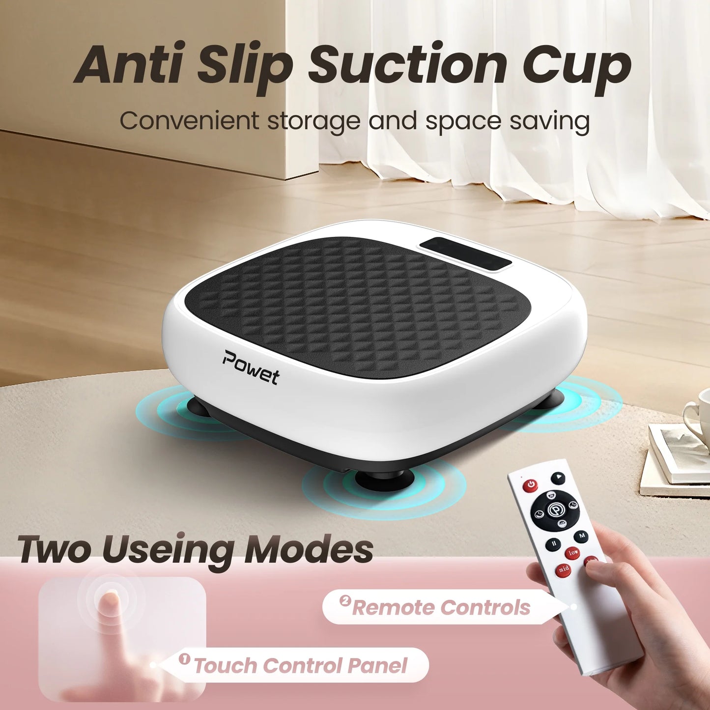 Vibration Plate Exercise Machine, Mini Whole Body Workout Wave Vibration Plate with Loop Bands & Remote, Vibration Plate for Weight Loss, Shaping, Toning, White