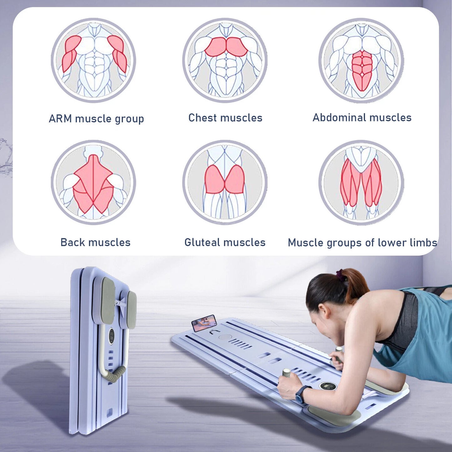 NEW 8 in 1 - Foldable Pilates Board for Home Workout | Ab Workout Board